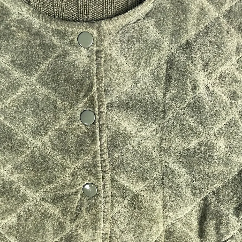 Uniform‎ John Paul Richard Suede Pull Over Sweater Women Green Large Crop Top